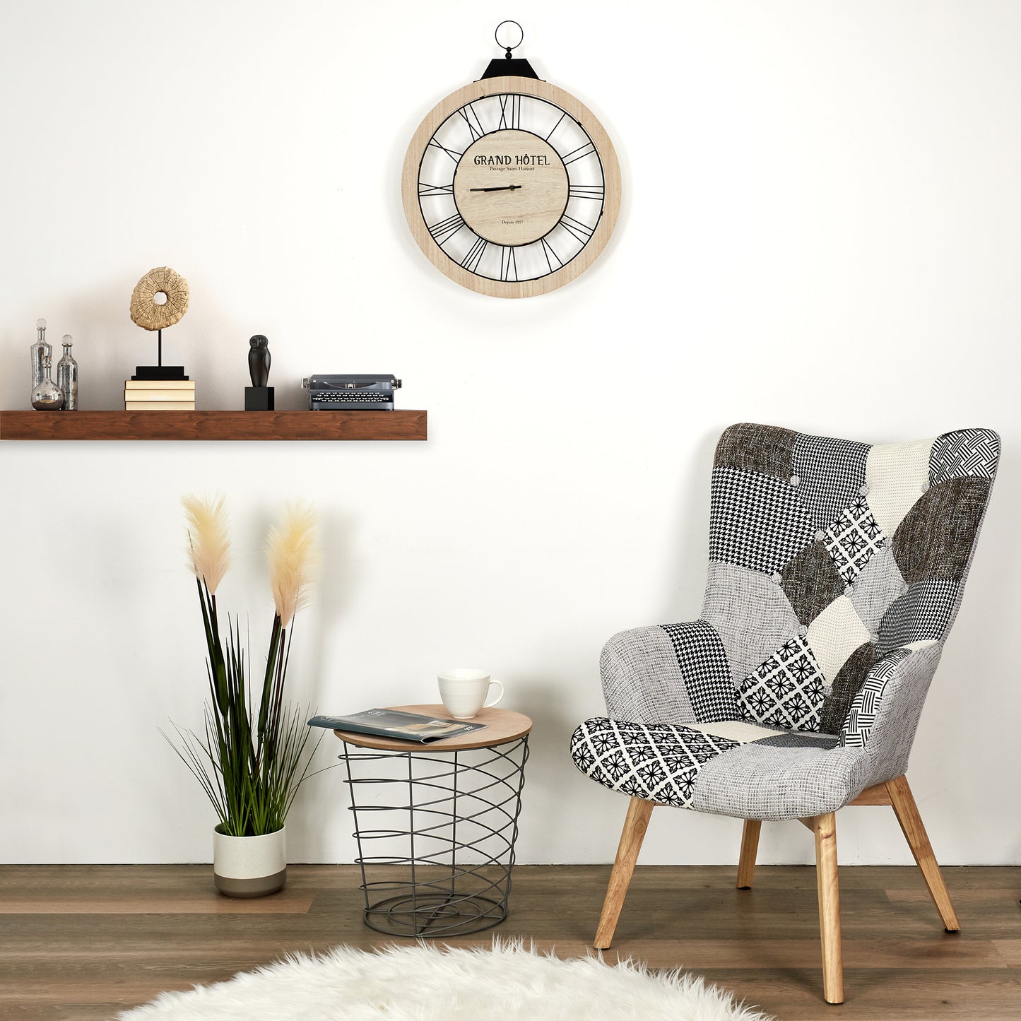 Fauteuil Helsinki Patchwork Gris