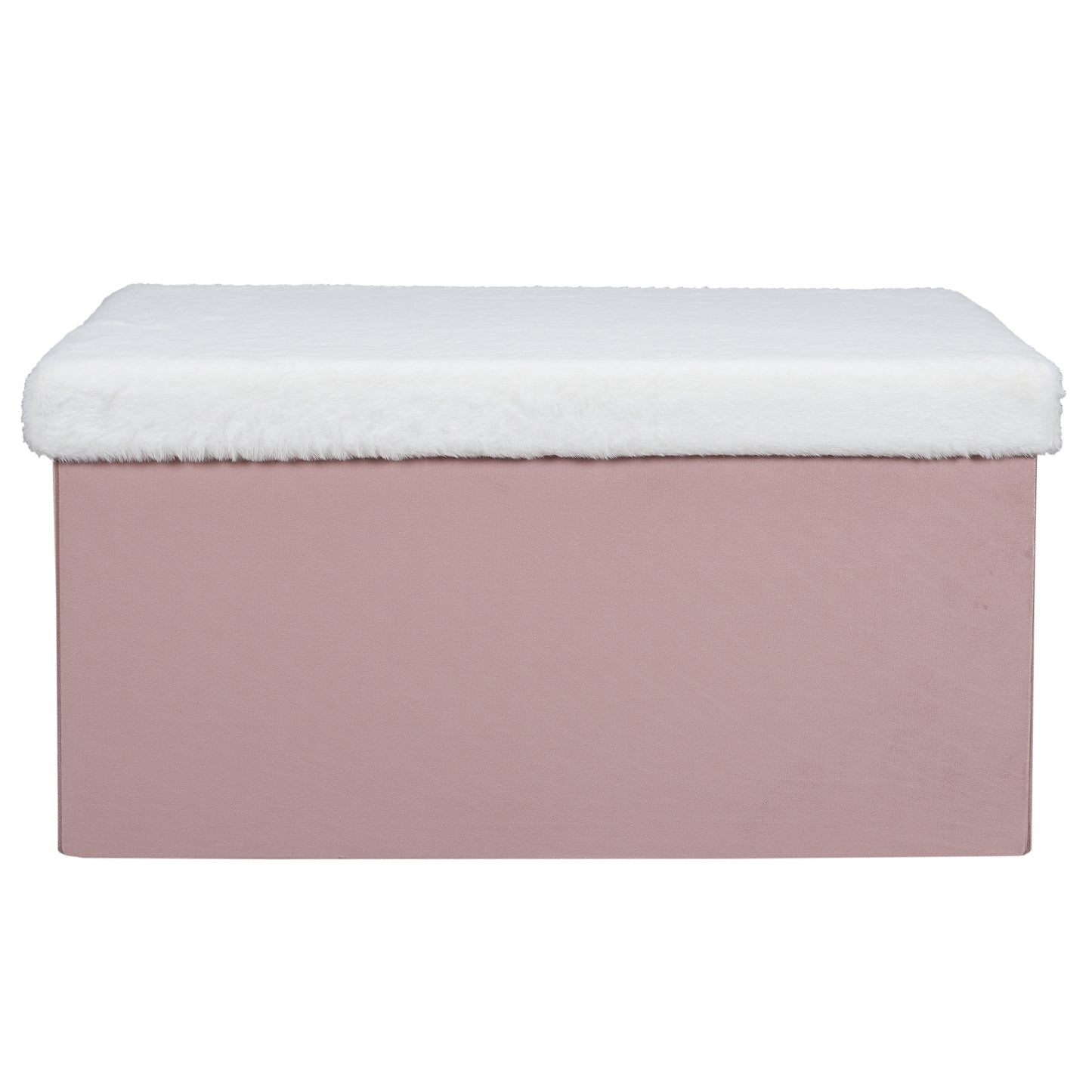 Coffre Banc Pliable Rose Imitation Fourrure Leo