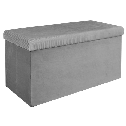 Coffre Banc Pliable Velours Cotele Giulia Gris