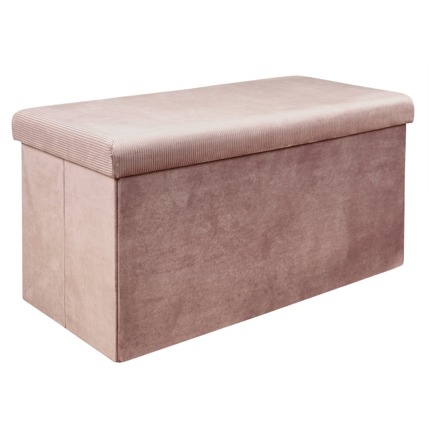 Coffre Banc Pliable Velours Cotele Giulia Rose