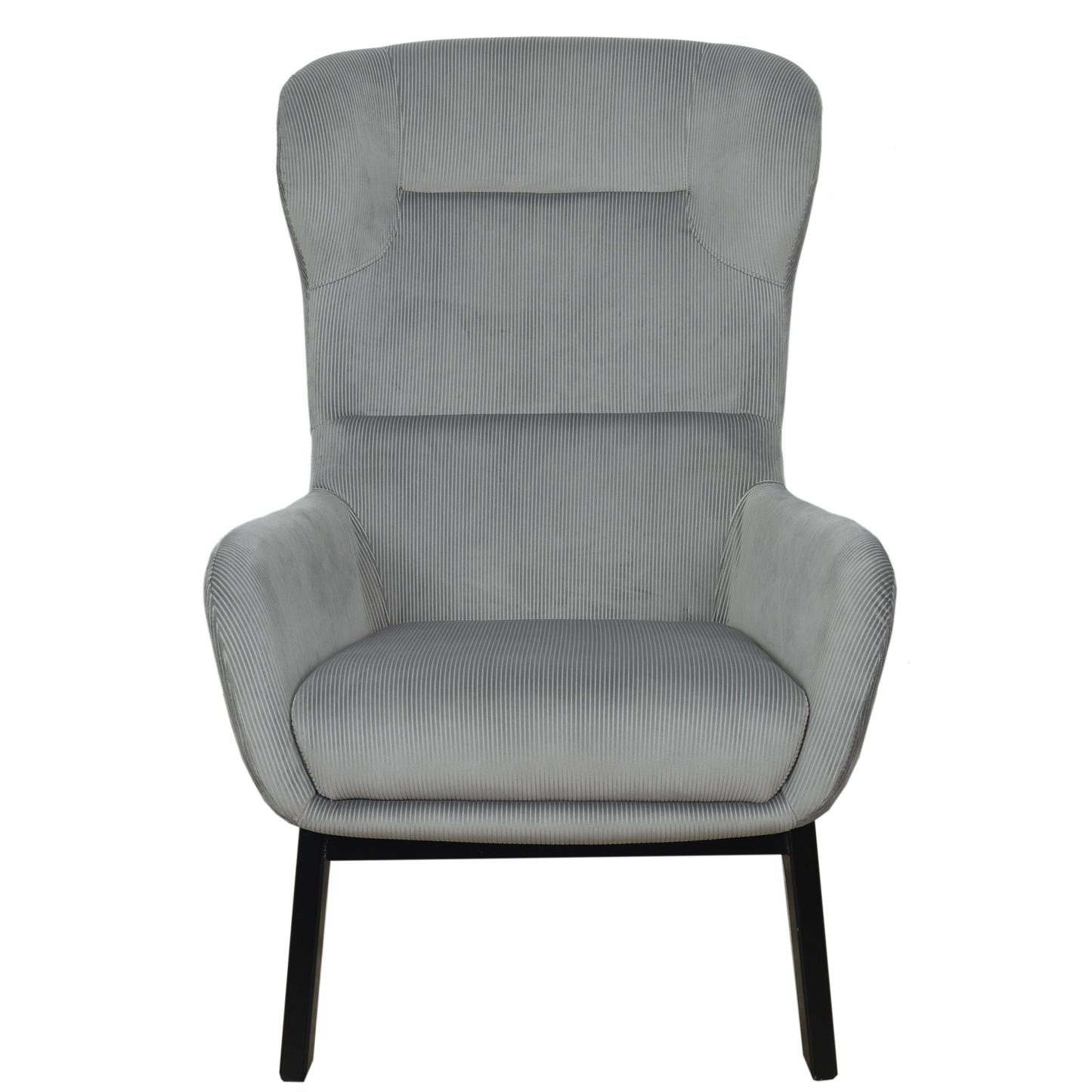 Fauteuil Velours Cotele Roma Gris Fonce