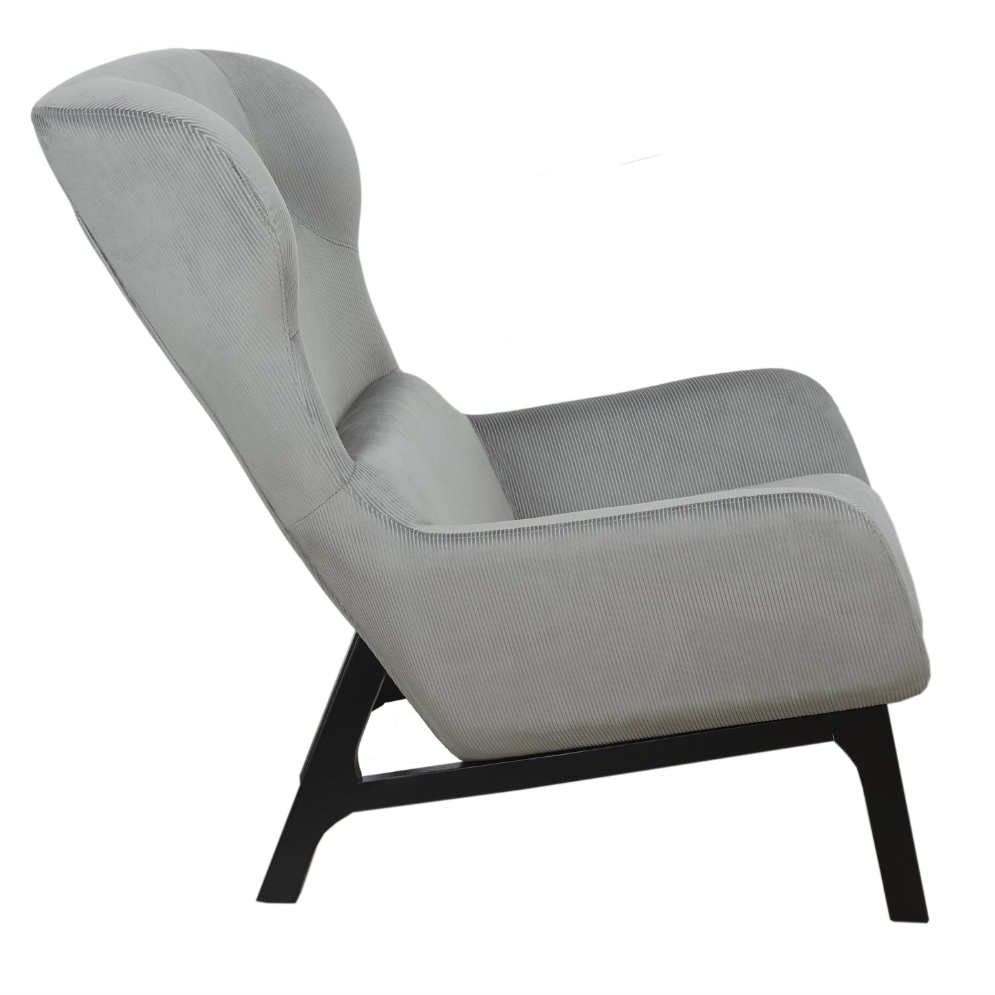 Fauteuil Velours Cotele Roma Gris Fonce