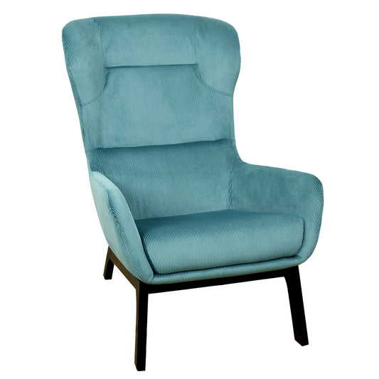 Fauteuil Velours Cotele Roma Bleu Canard