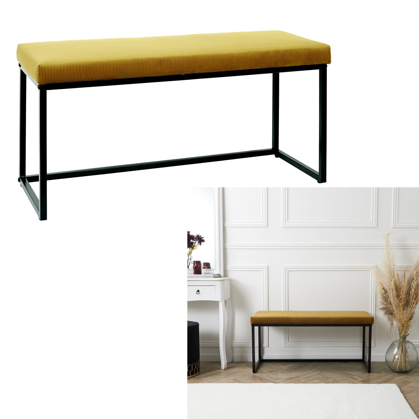 Banc Giulia Jaune Velours Cotele