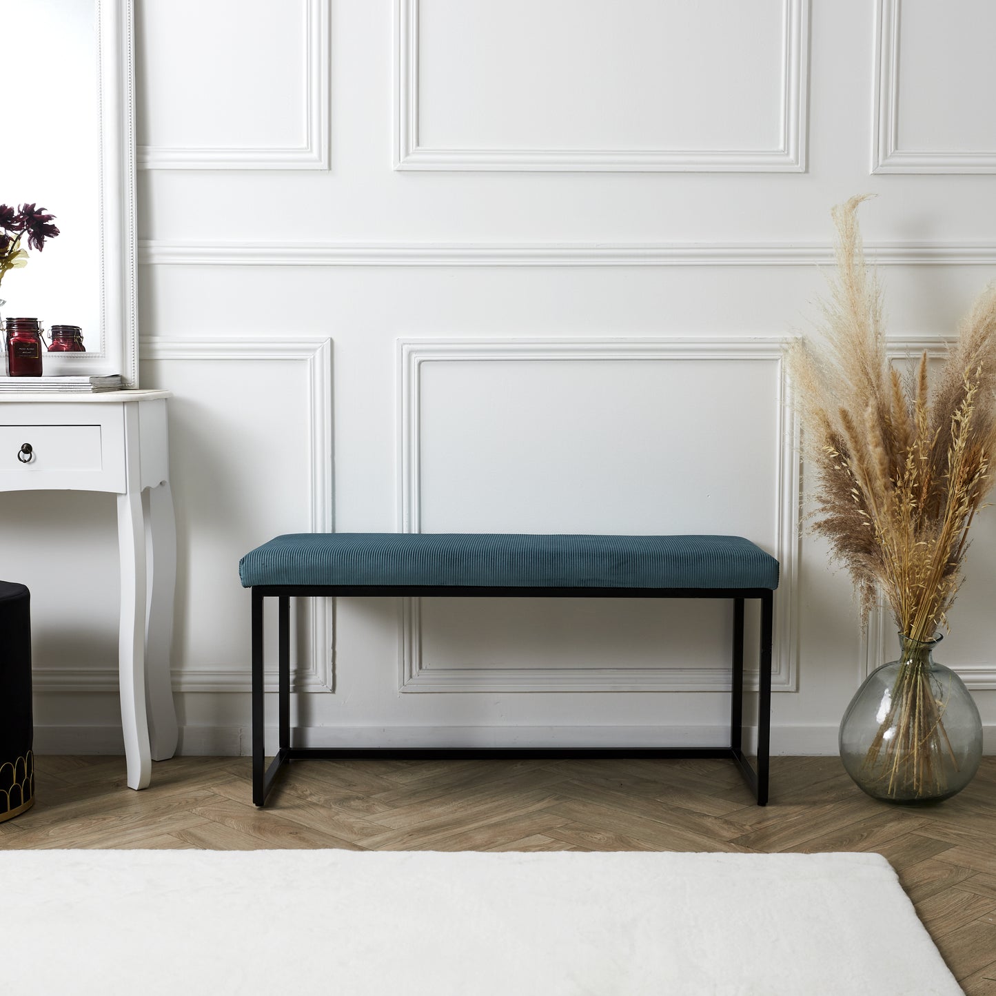 Banc Giulia Bleu Velours Cotele