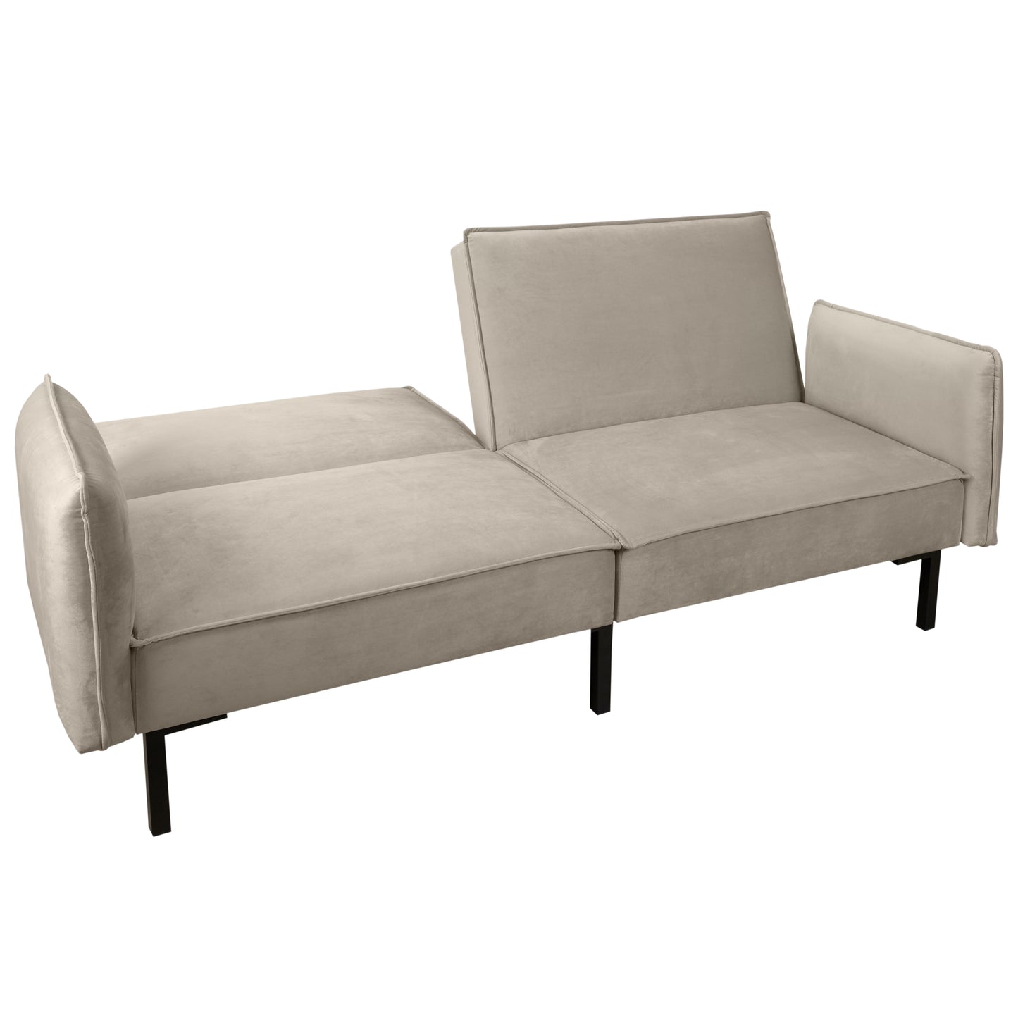 Canape Convertible Velours 2 Coussins Taupe