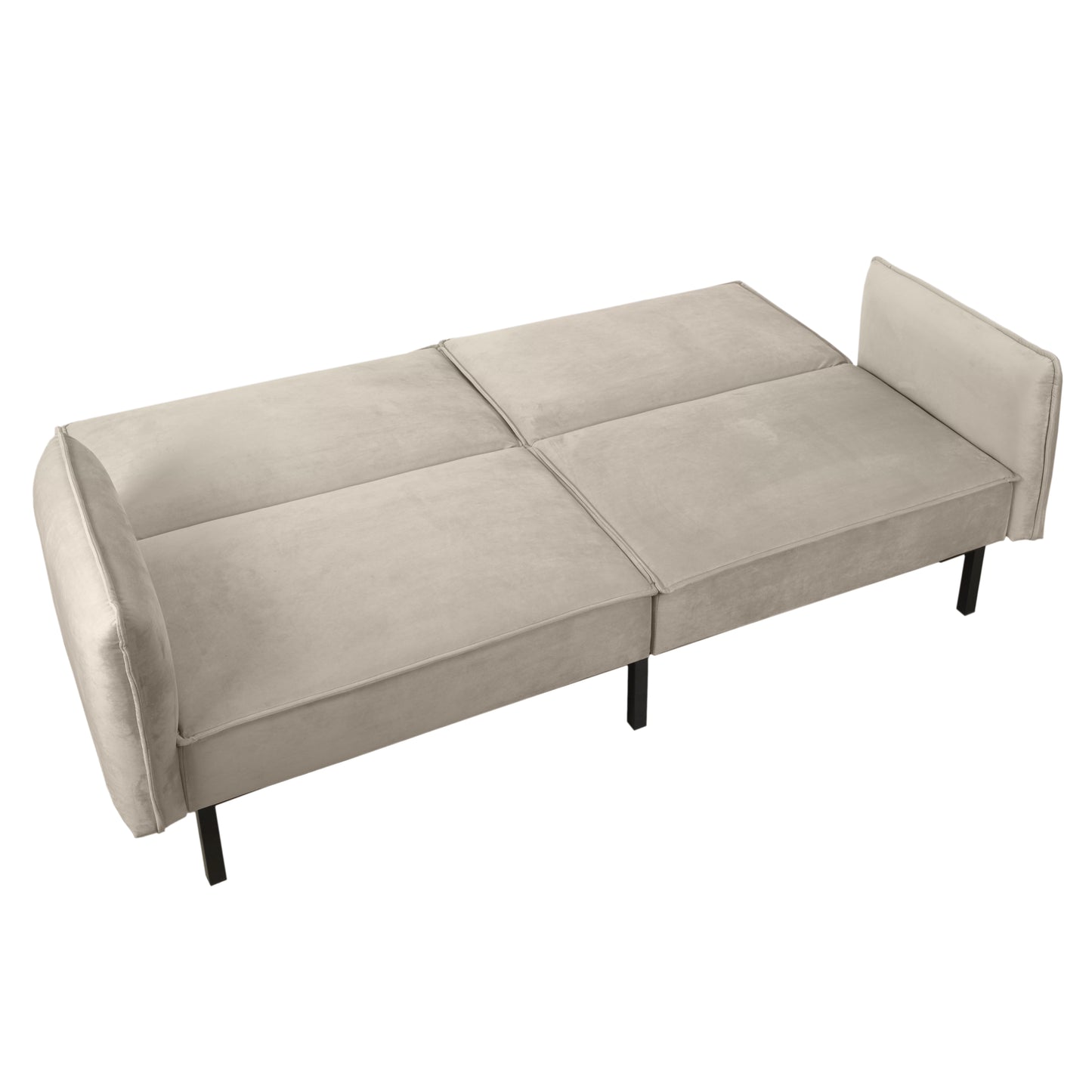 Canape Convertible Velours 2 Coussins Taupe