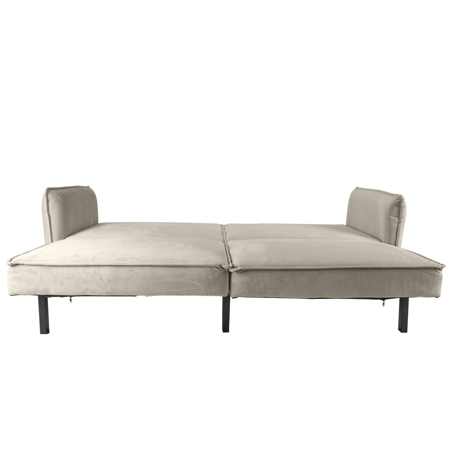 Canape Convertible Velours 2 Coussins Taupe