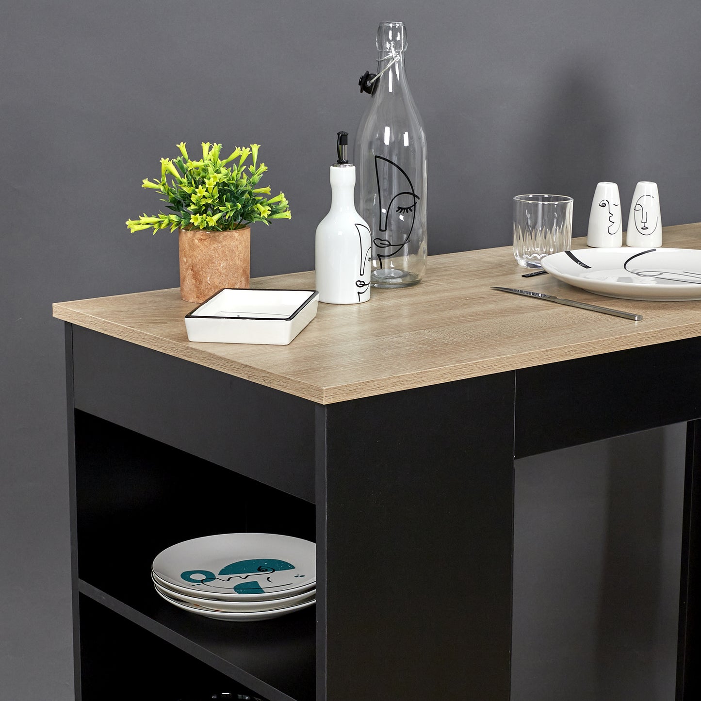 Table De Bar Mange Debout Etageres Cheers Noir