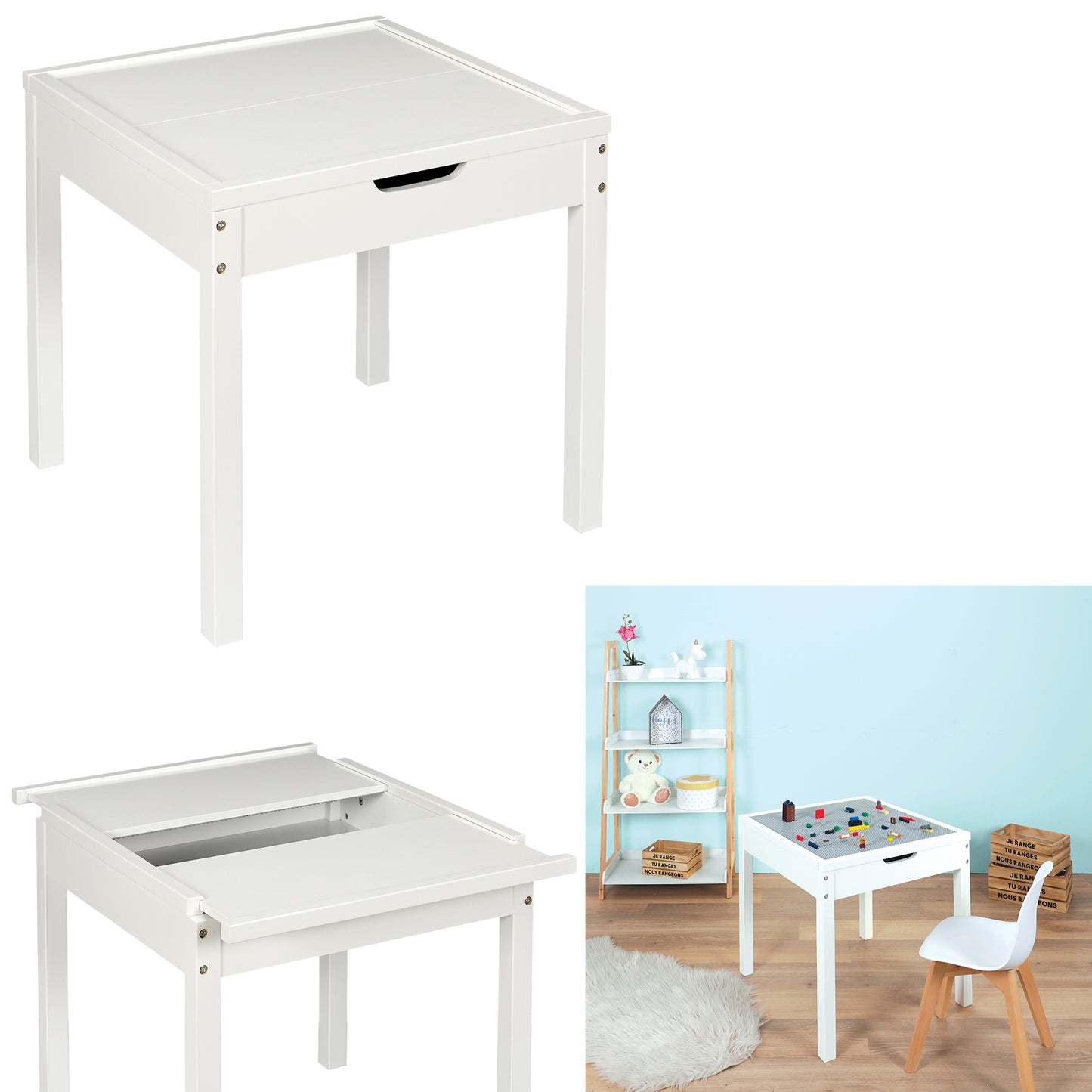 Table Avec Rangements Compatible Brique