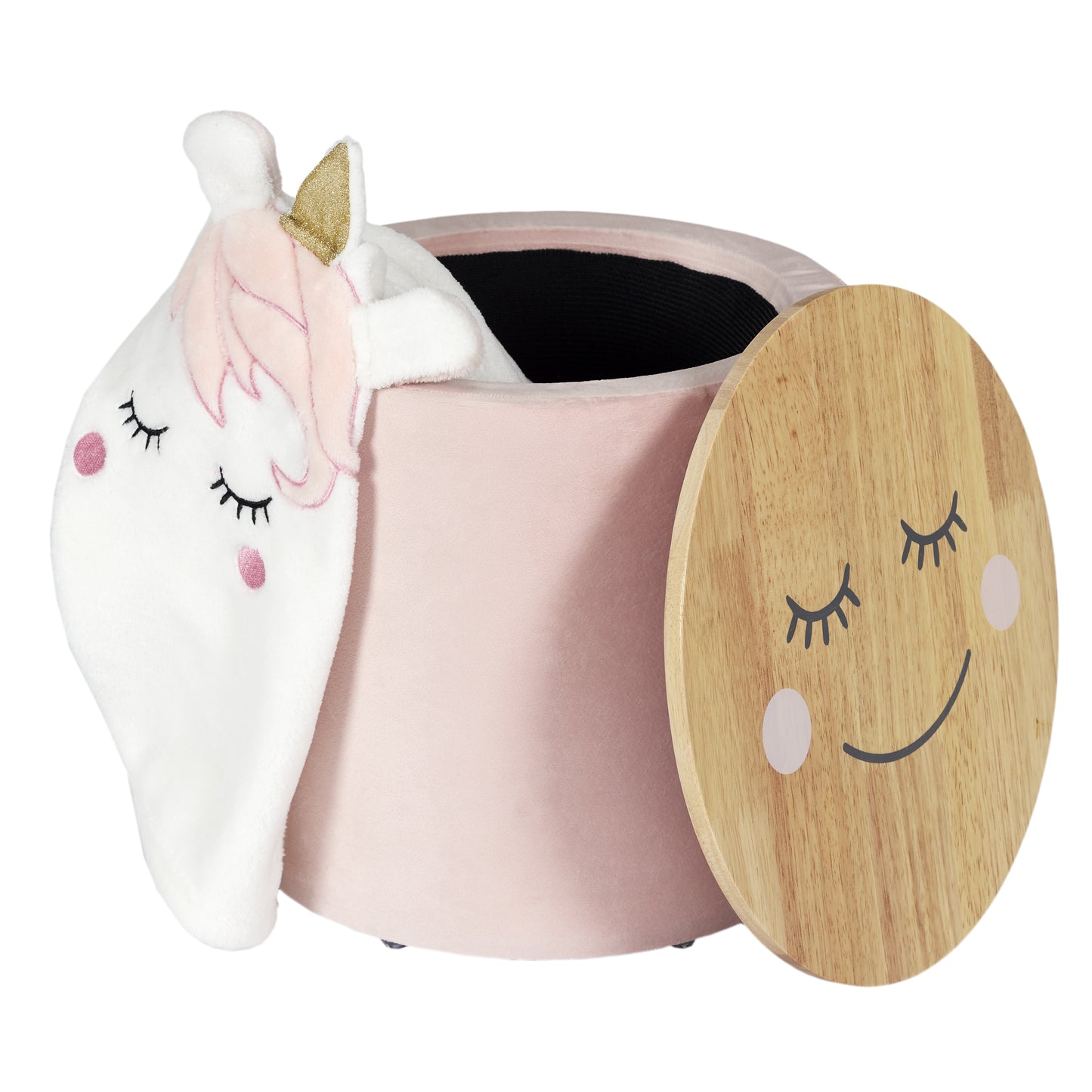 Pouf Rangement Enfant Moon Rose