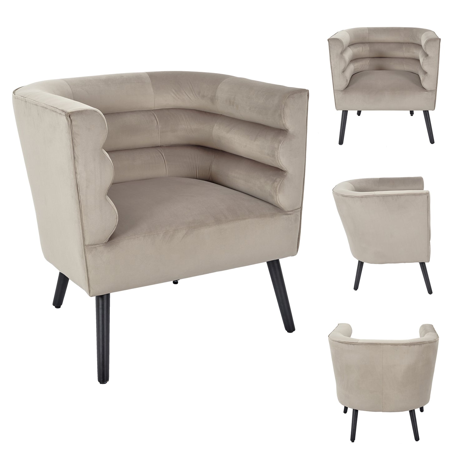 Fauteuil Amelia Velours Taupe