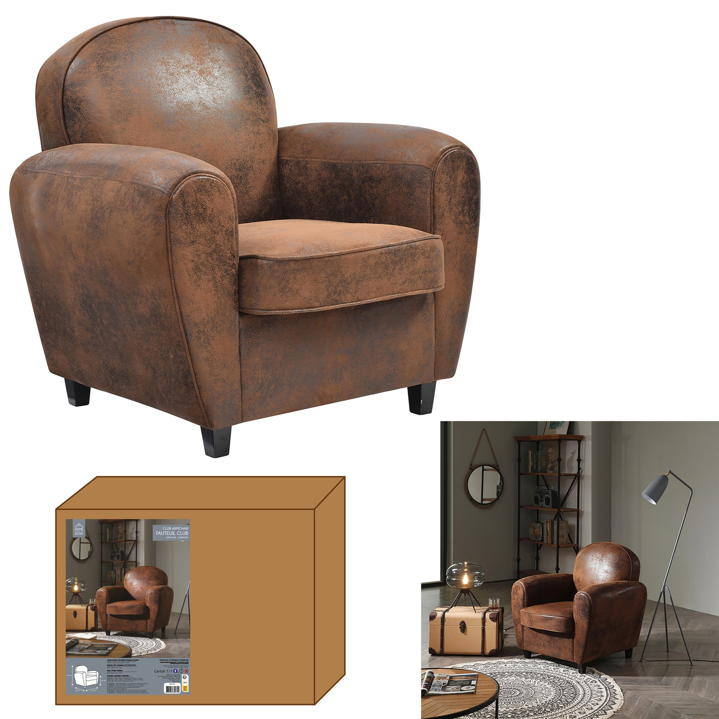 Fauteuil Club Marron