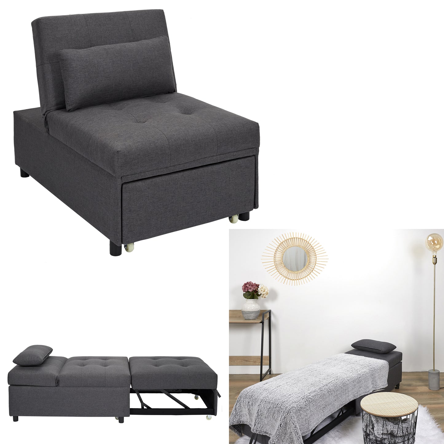 Fauteuil Convertible Malmo Gris