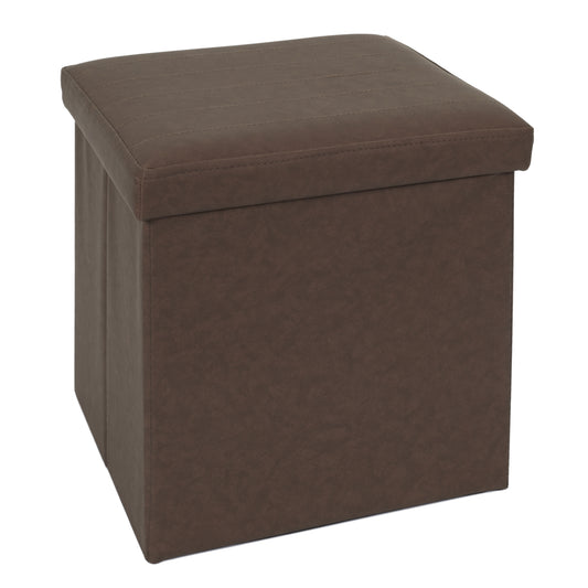 Coffre Pouf Pliable Pu Marron