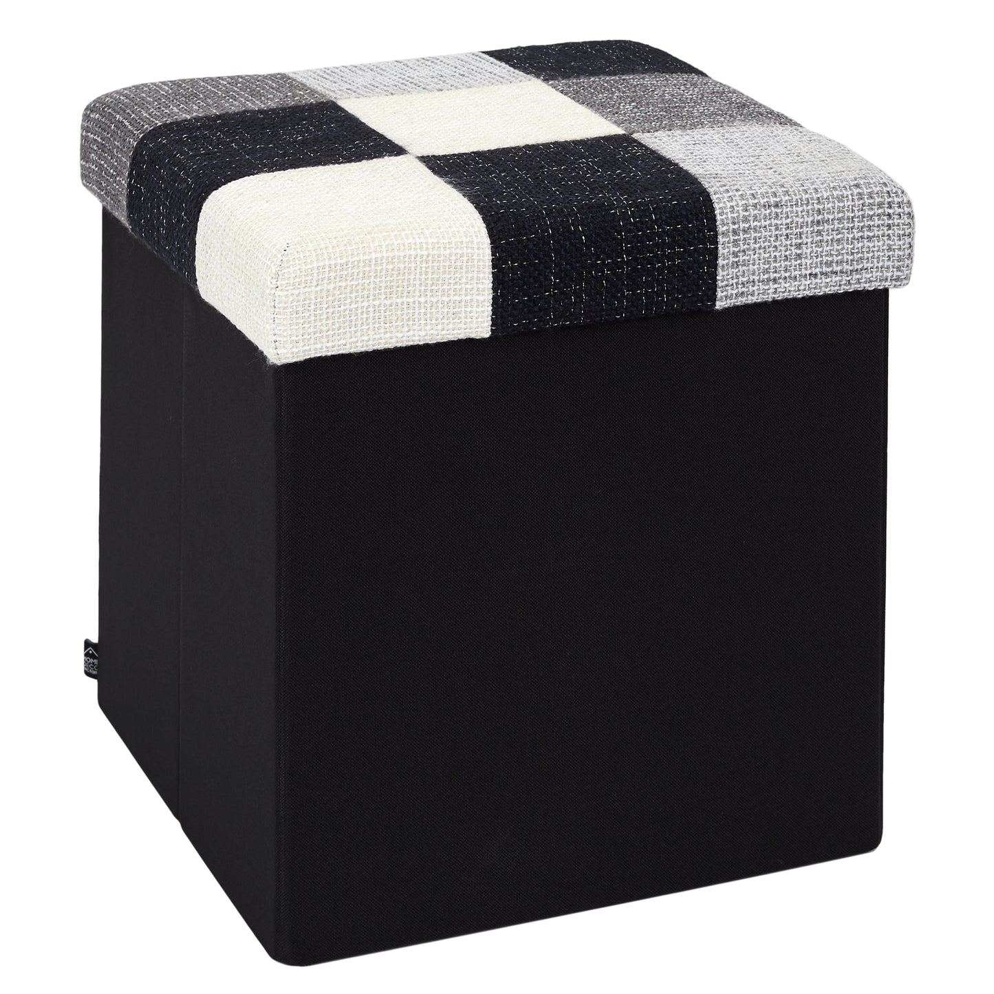 Coffre Pouf Pliable Patchwork Gris