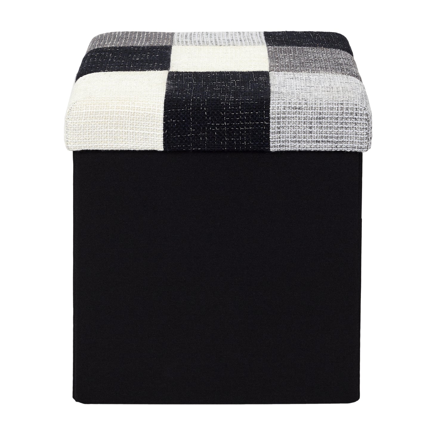 Coffre Pouf Pliable Patchwork Gris