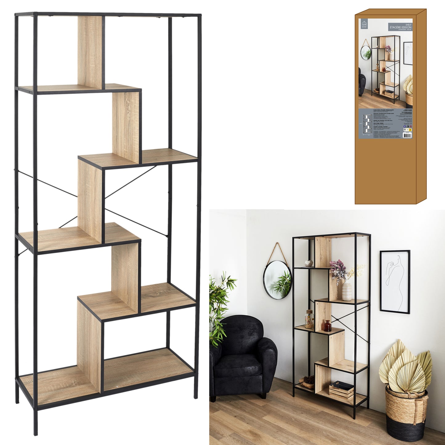 Etagere Edison 80X30X180Cm