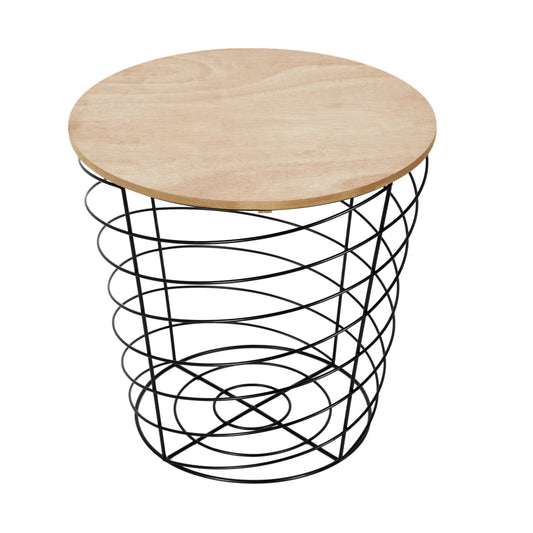 Table Filaire Bois Et Metal Cyclone Noir