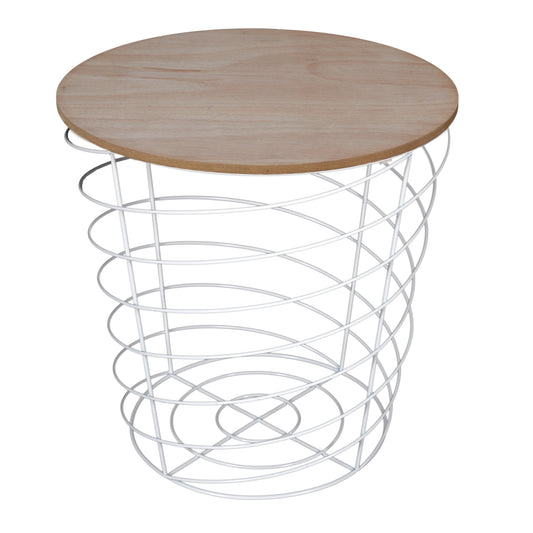 Table Filaire Bois Et Metal Cyclone Blanc