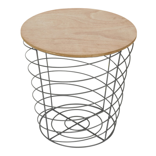 Table Filaire Bois Et Metal Cyclone Gris