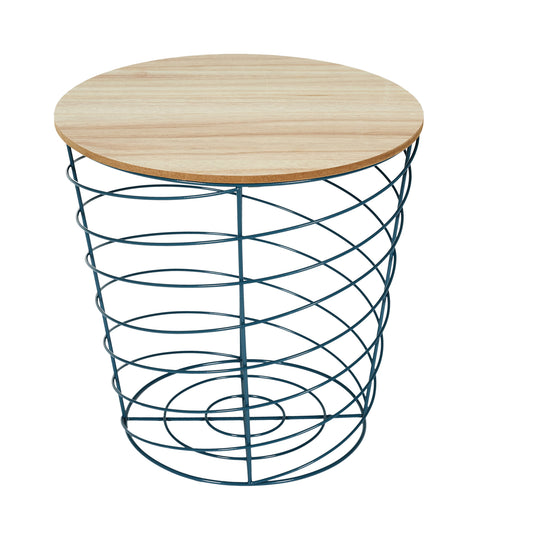 Table Filaire Bois Et Metal Cyclone Bleu