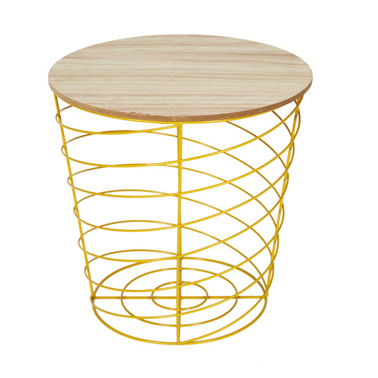 Table Filaire Bois Et Metal Cyclone Jaune