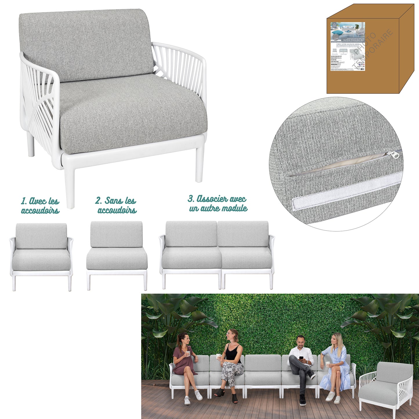 Fauteuil Modulable Outdoor Ibiza Gris