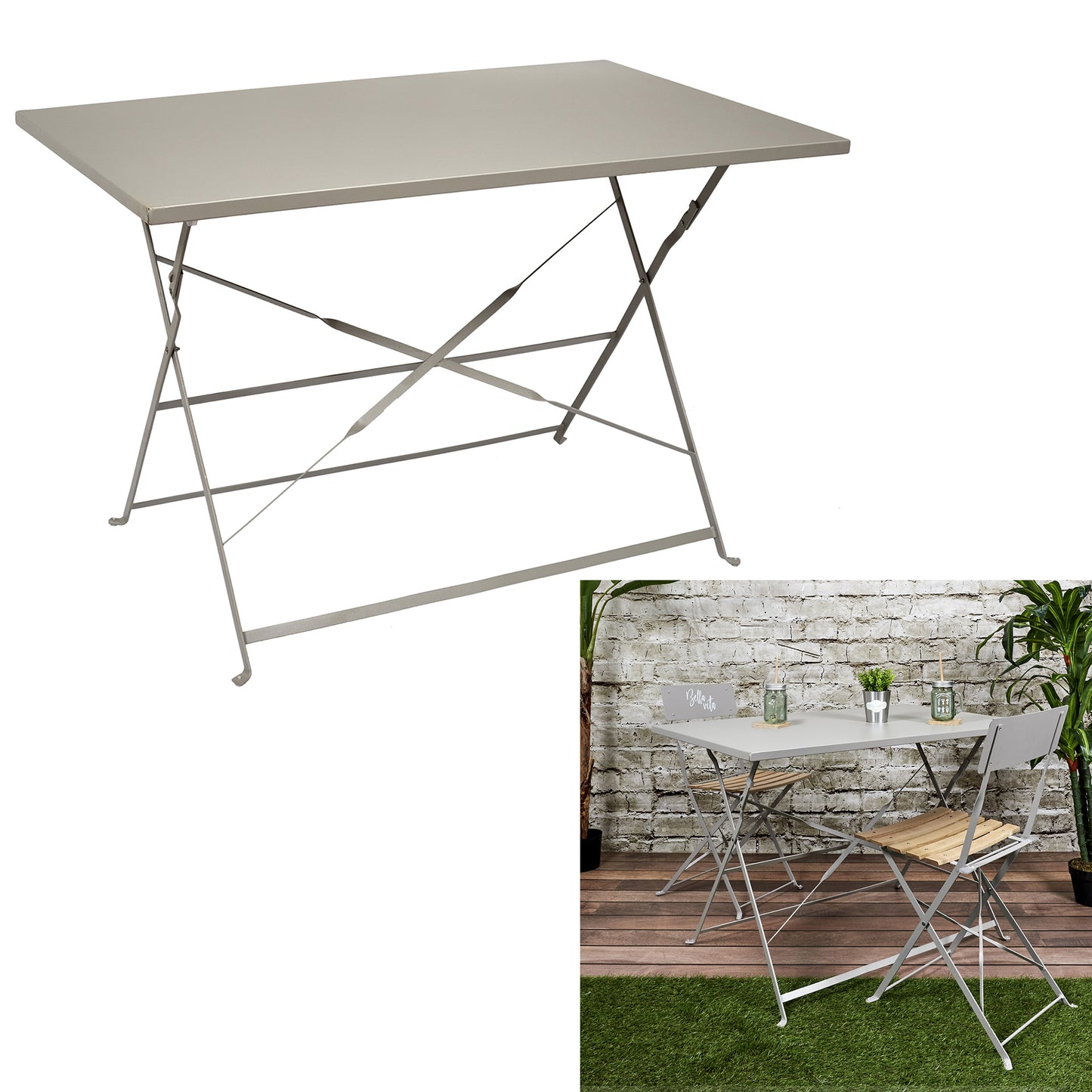 Table Repas Pliante Palerme Taupe 110X70X71Cm