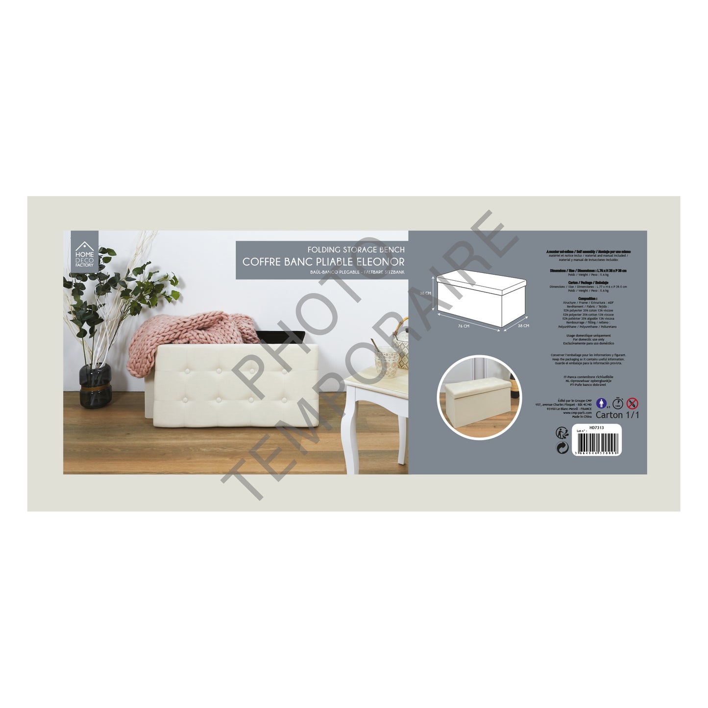 Coffre Banc Pliable Eleonor Beige