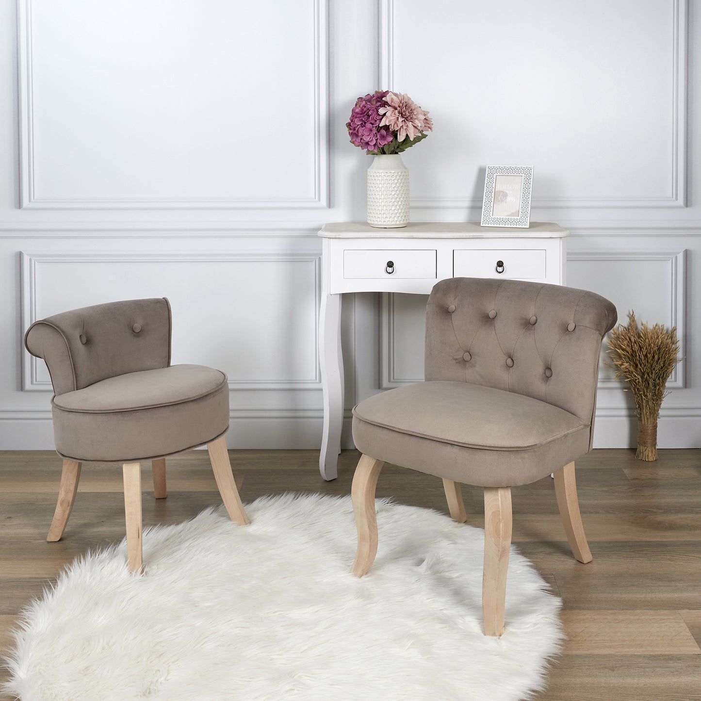 Tabouret Eleonor Velours Taupe