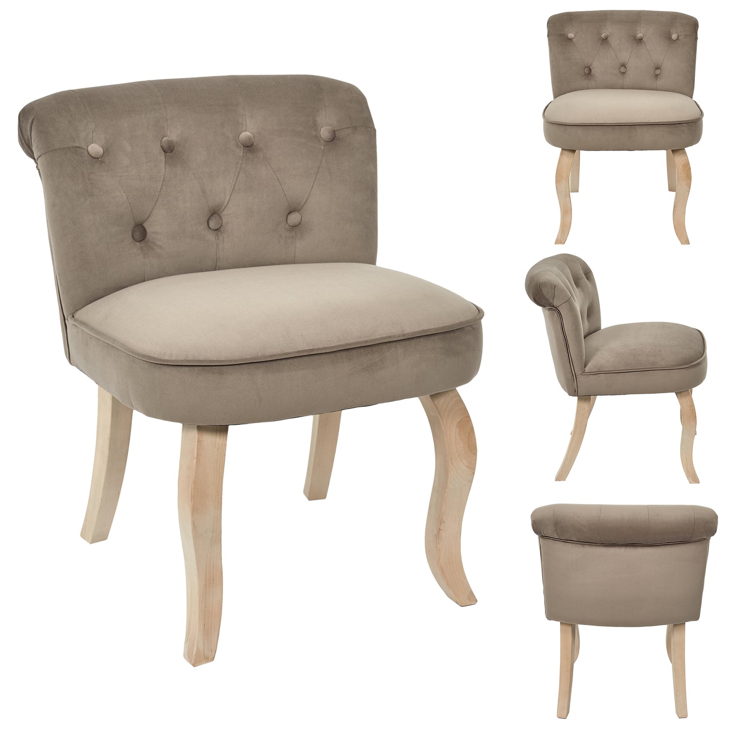 Fauteuil Eleonor Velours Taupe