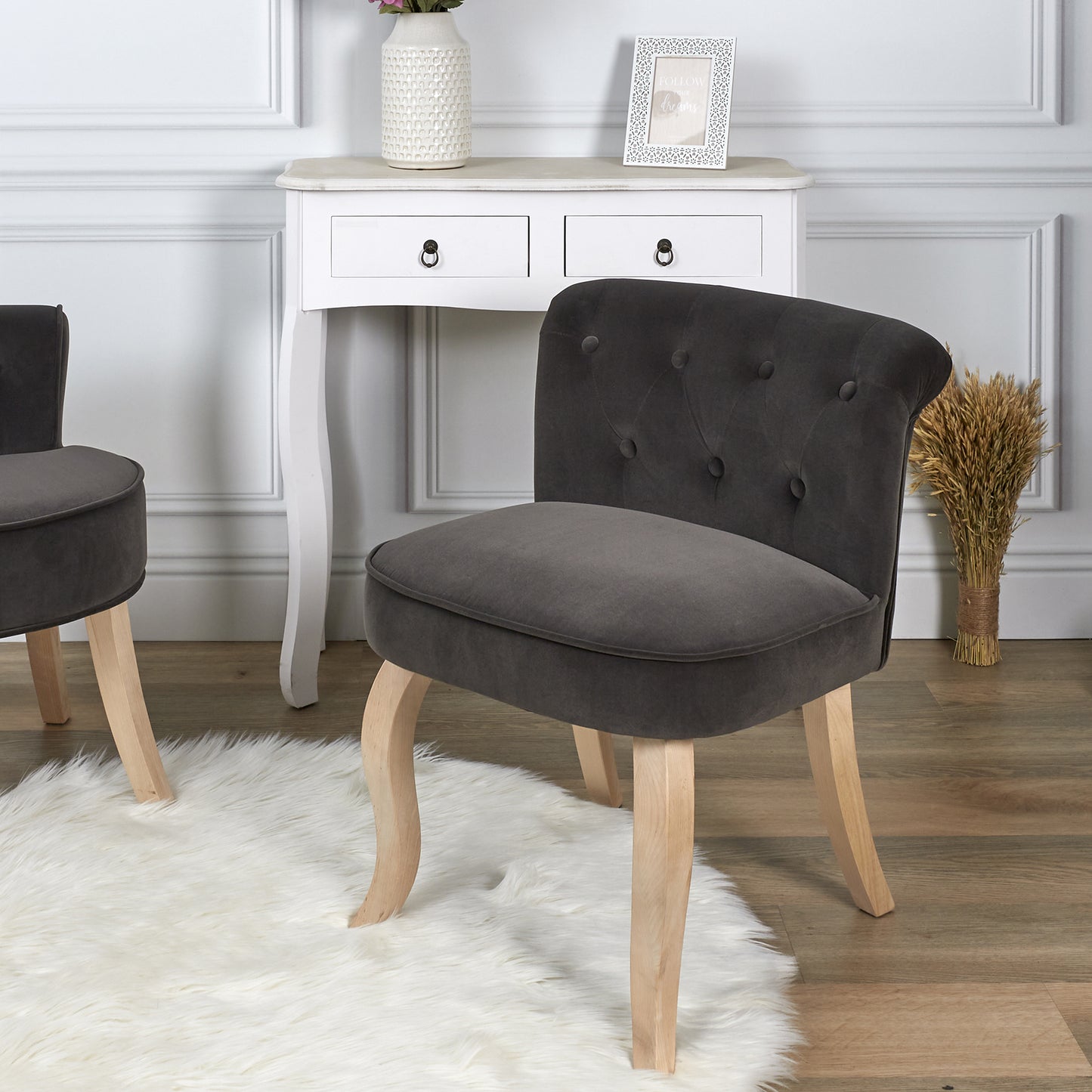 Fauteuil Eleonor Velours Gris