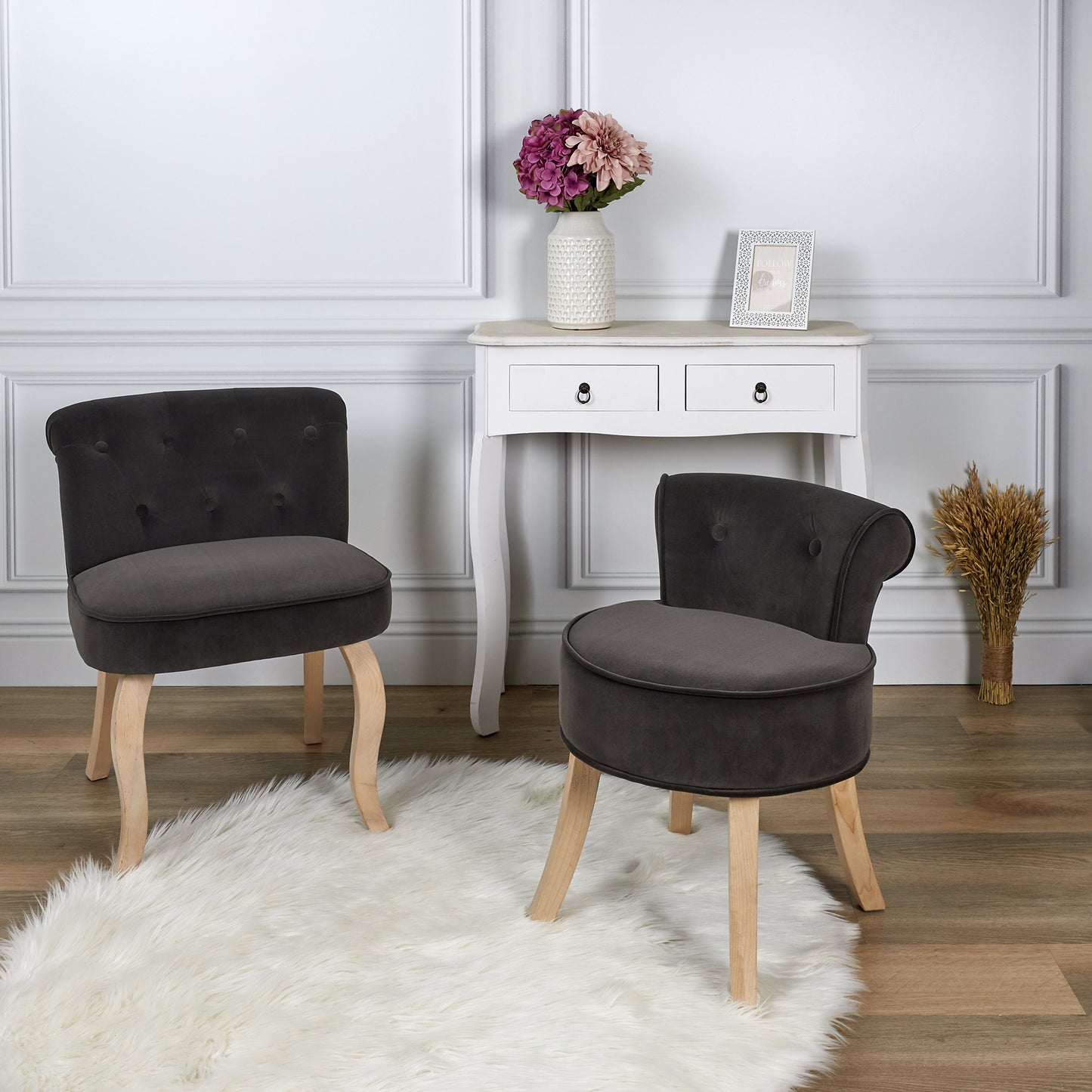 Fauteuil Eleonor Velours Gris