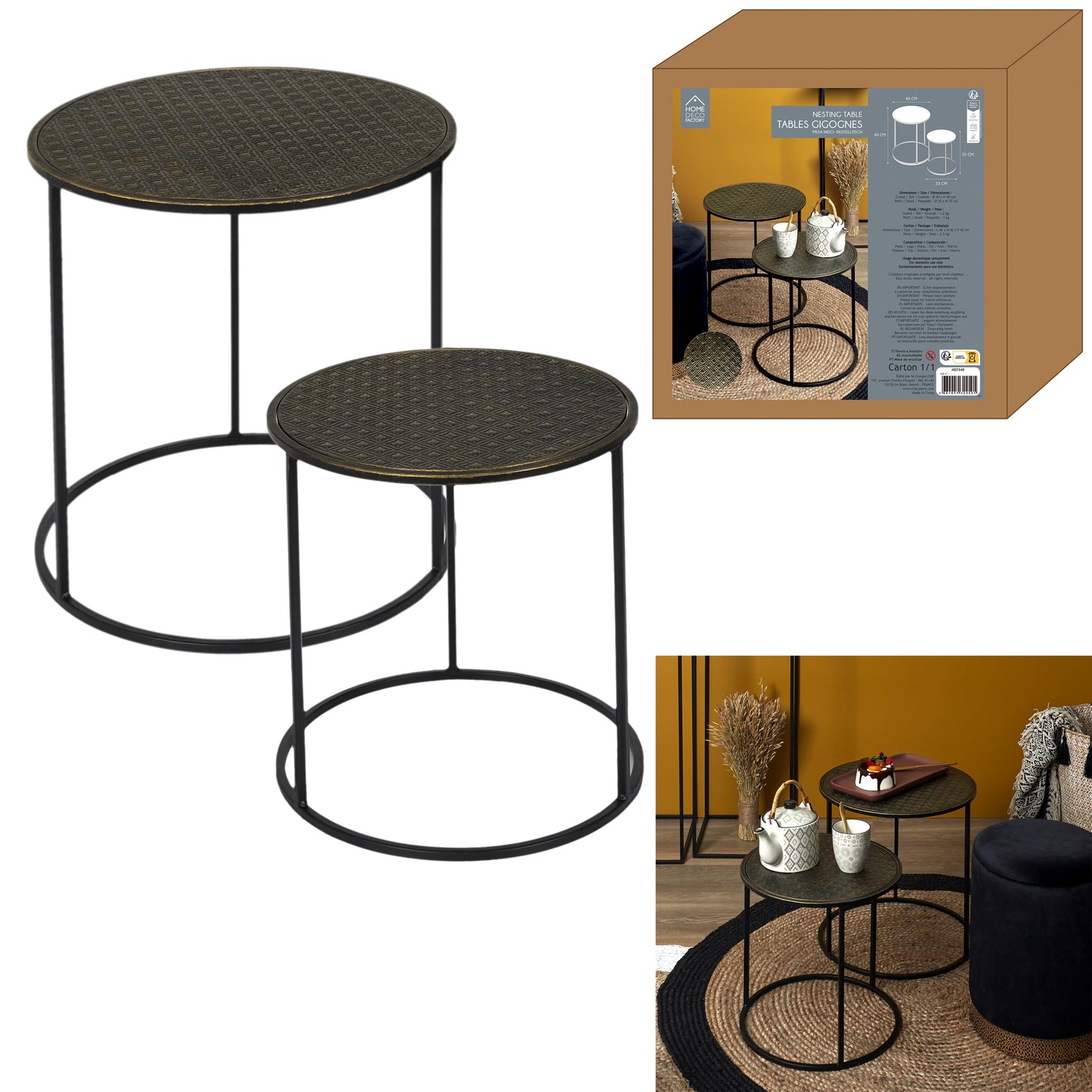 Table Gigogne Metal Martele Mirage X2