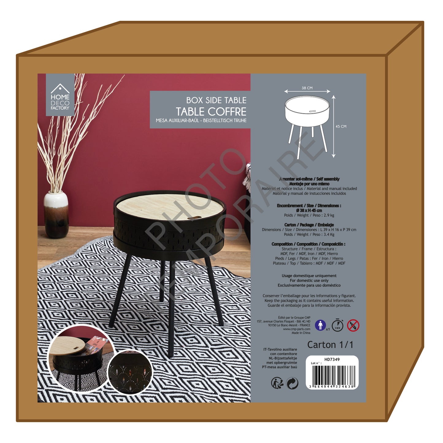 Table D Appoint Coffre Mirage Noir