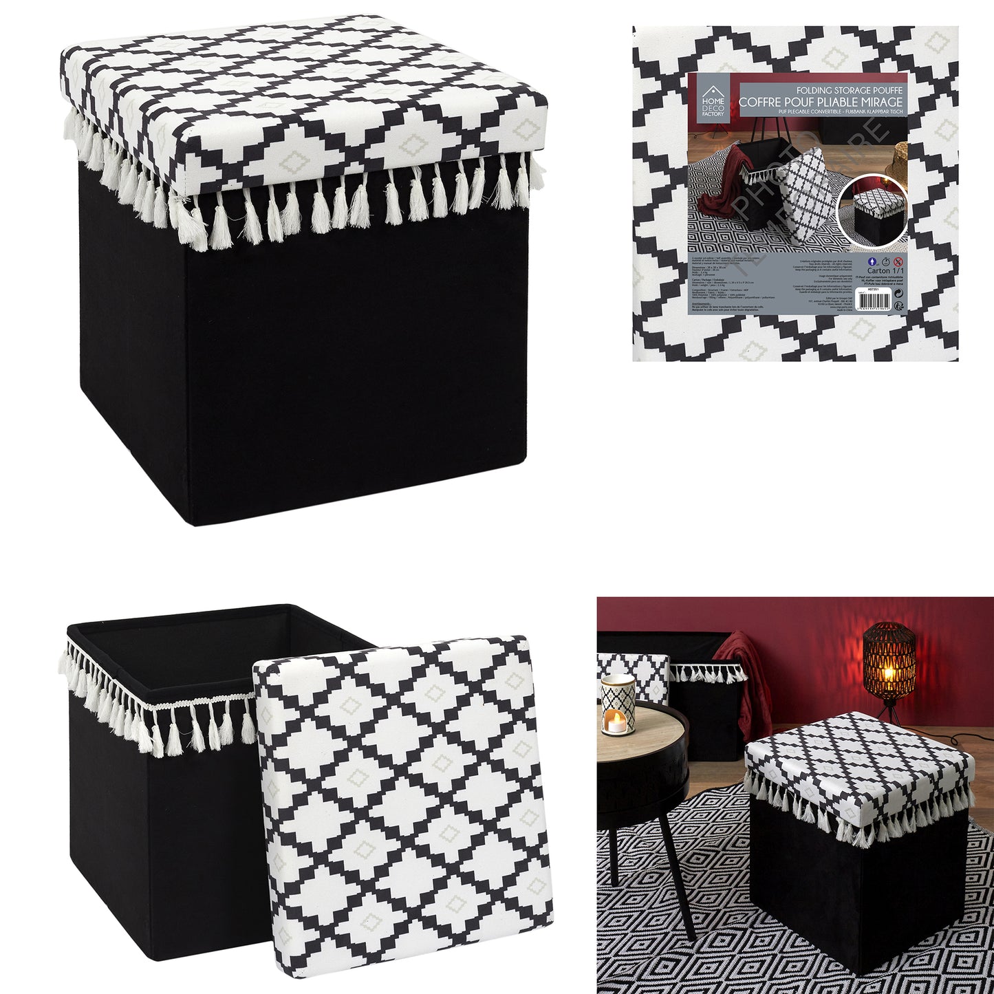 Coffre Pouf Pliable Avec Pampille Mirage