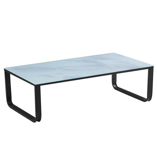 Table Basse En Verre Marble Blanc