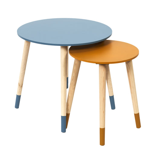 Table Gigogne Bicolore Bleu Jaune X2