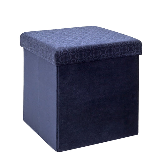 Coffre Pouf Pliable Retro Bleu Nuit