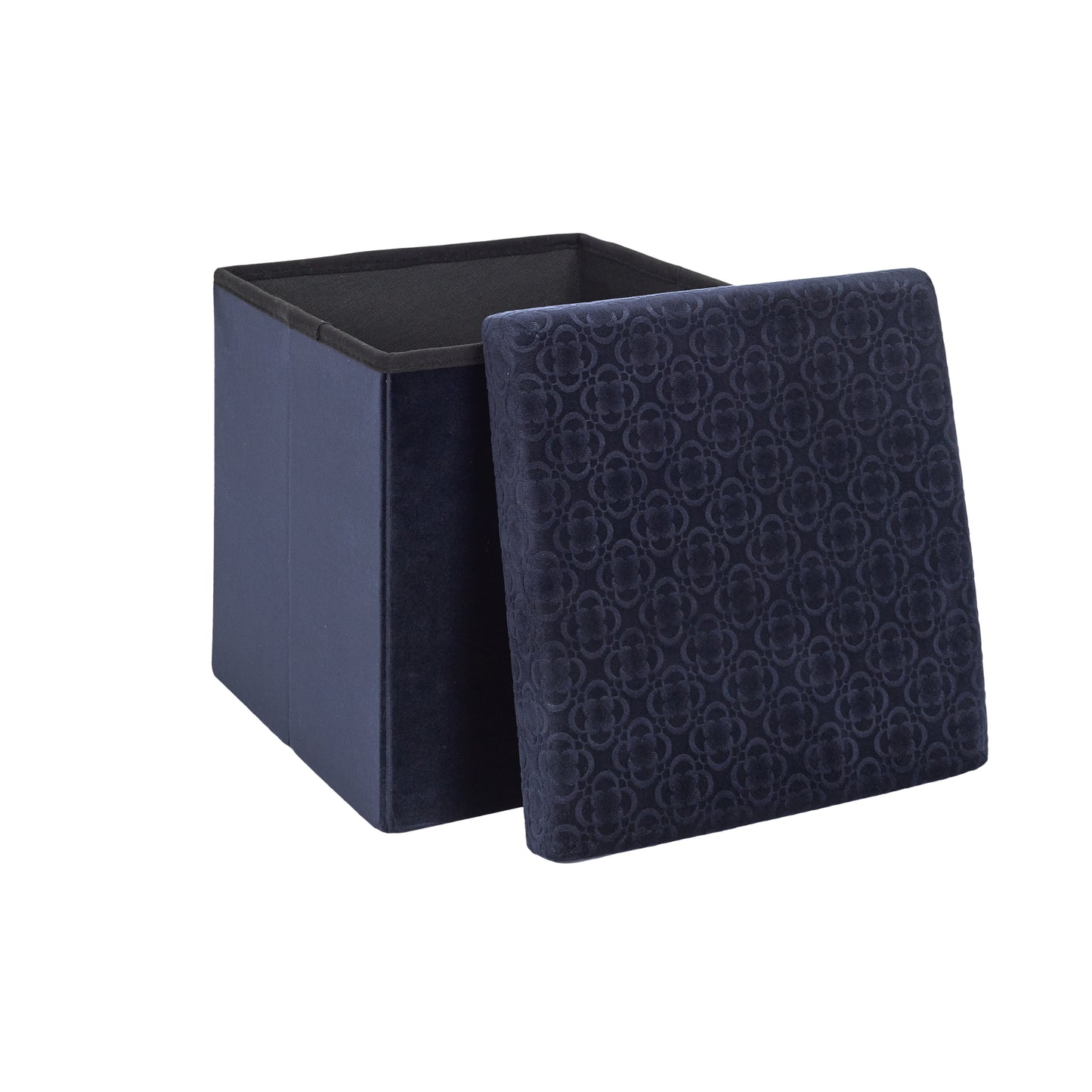 Coffre Pouf Pliable Retro Bleu Nuit