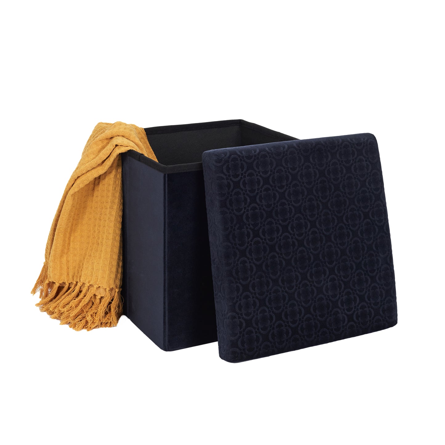 Coffre Pouf Pliable Retro Bleu Nuit