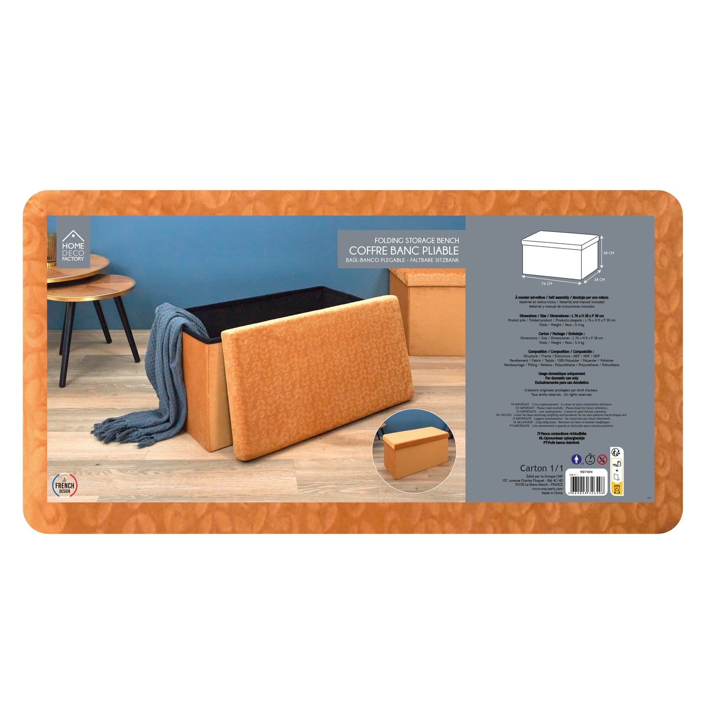 Coffre Banc Pliable Retro Moutarde