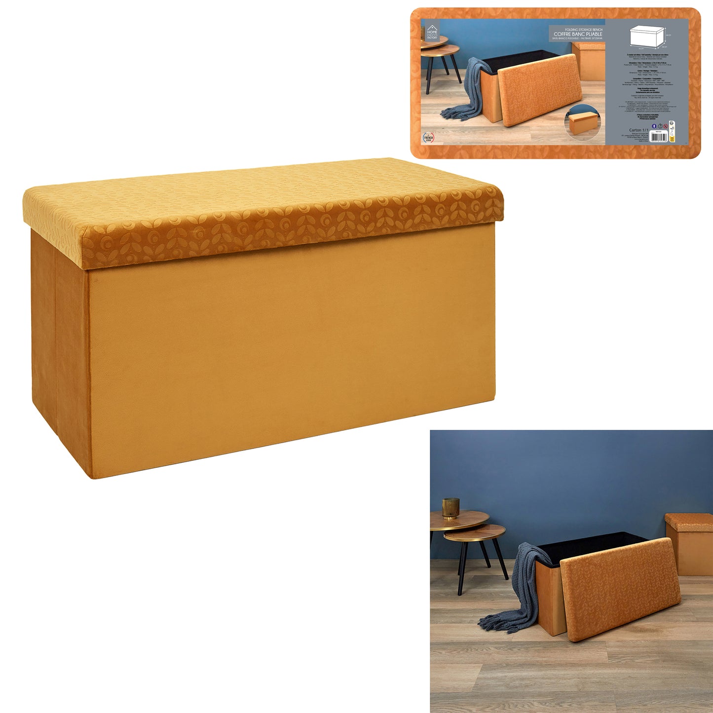 Coffre Banc Pliable Retro Moutarde