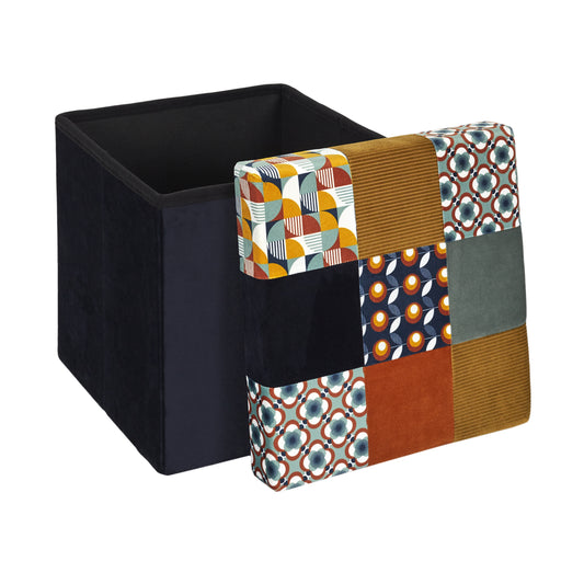 Coffre Pouf Pliable Patchwork Retro