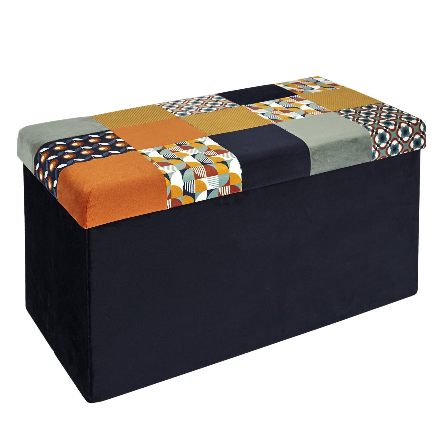 Coffre Banc Pliable Patchwork Retro