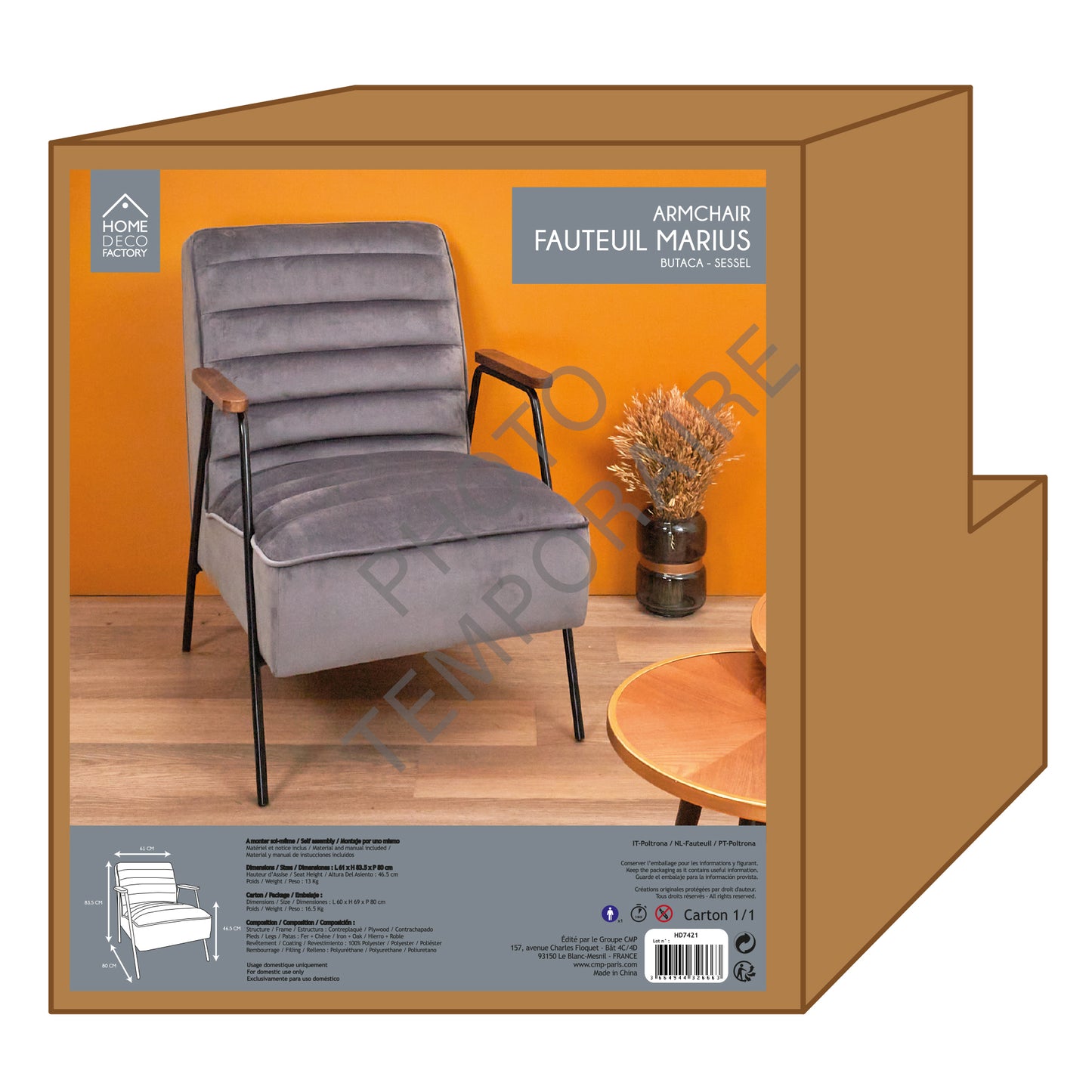 Fauteuil Marius Gris