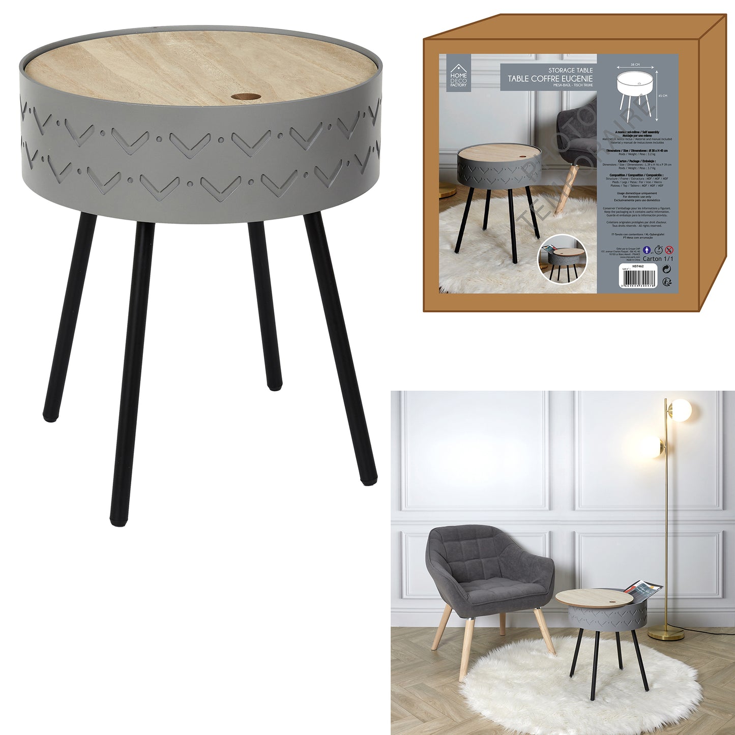 Table Coffre Eugenie Gris