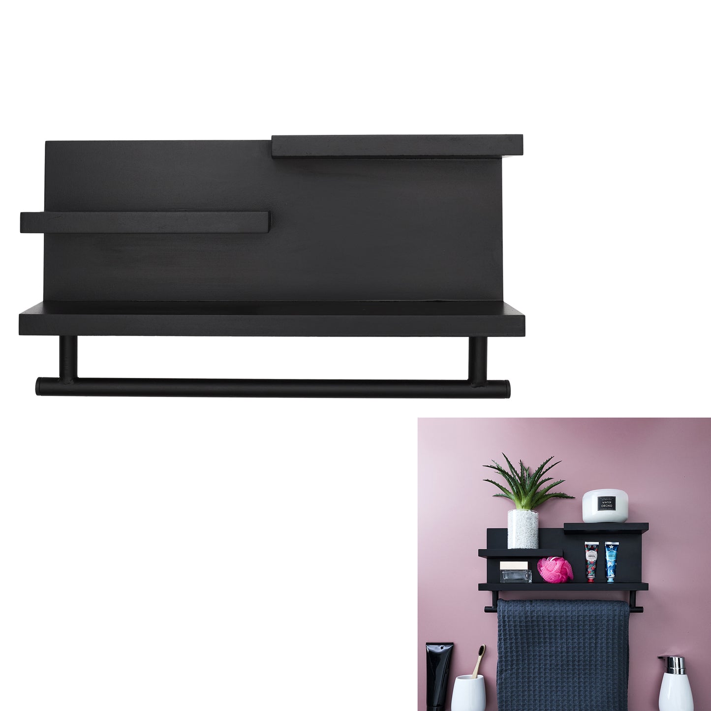 Etagere Murale Bois Noir