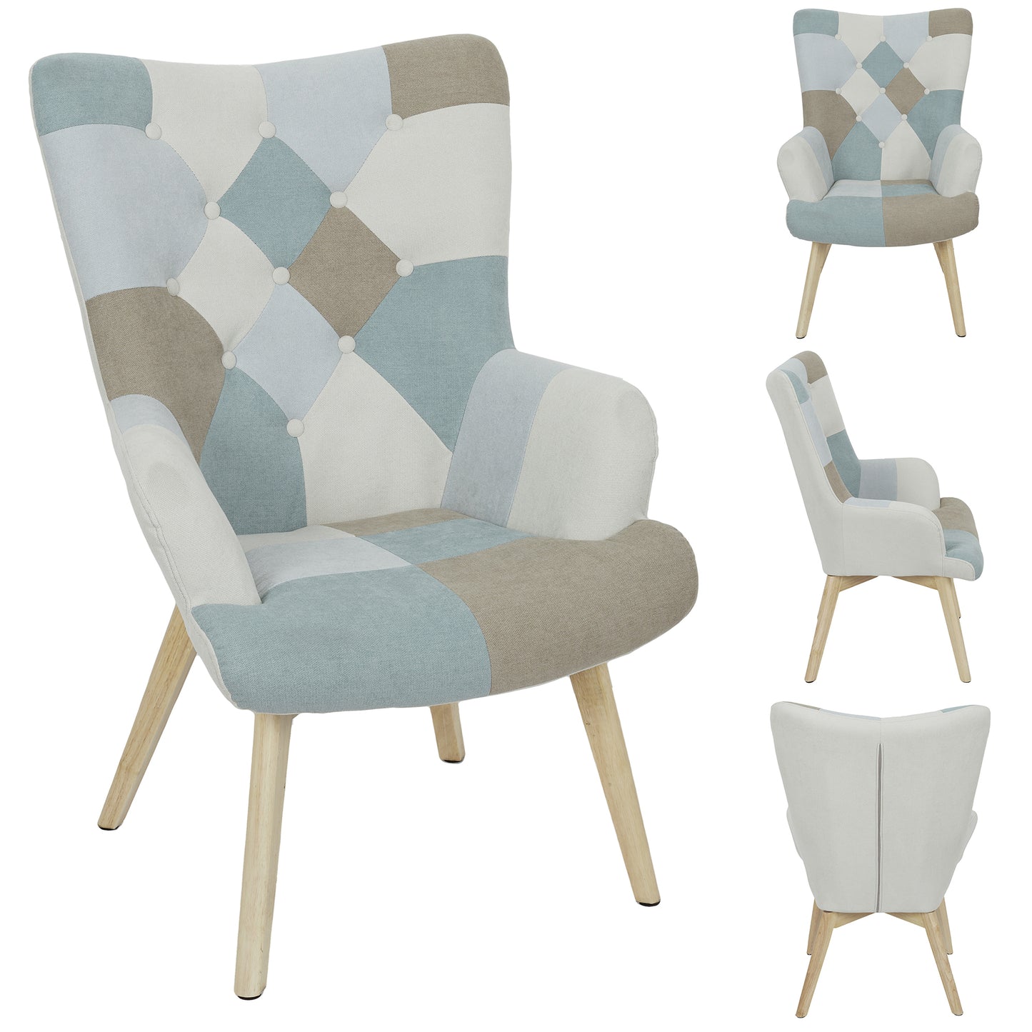 Fauteuil Helsinki Patchwork Bleu